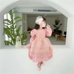 Primavera nova chegada meninas manga longa princesa 2 peças terno vestido de manga longa + vestidos véu crianças roupas