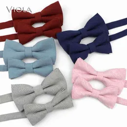 Lovely Solid Colorful Parent-Child Bowtie Sets 100% Cotton Kids Pet Men Butterfly Blue Red Pink Casual Bow Tie Gift Accessory Y1229