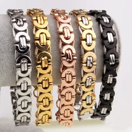 New Charms Granny Chic Men Bracelet Gold Silver Color Byzantine Stainless Steel Link Chains Bracelets for Men Fashion Hip Hop Jewelry Gift