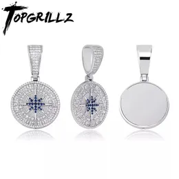 Pendant Necklaces TOPGRILLZ Hip Hop Compass Pendant Iced Out Cubic Zirconia With Tennis Chain Fashion Jewelry Gift For Men Women 220222