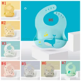 Baby Silicone Bibs 20 Styles Waterproof Lunch Bib Adjustable Boys Girls InfantsSilicone Soft BabyS WLL972