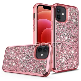 Diamond Glitter Telefonväskor Hybrid TPU PC ShockoProof Back Cover för iPhone 12 11 Pro Max XS XR 7 8 Plus Samsung S21 S20 Ultra 5G Note 20 Fabriksleverantör Partihandel