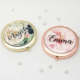 Favor de festas de festas espelho de bolso personalizado dama de honra Bridal Bridal Compact Bachelorette Favors Seakeup Dobling