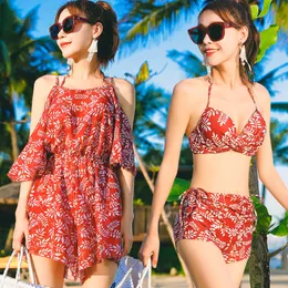 Sexy Women Tankini Swimsuit Two Piece Skit Bathing Suits Cover Ups Swimwear Beach Bathing Suits Romantic Flowing Skirt 222 W2
