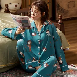Новый ленивый пижамный стиль девушка 2021 осень зима полное хлопок с длинным рукавом женщин спящая одежда длинные брюки