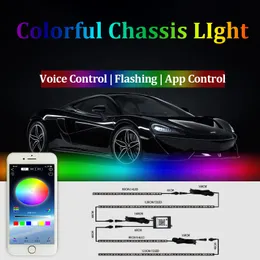 車のアンダーボディアンビエントライト トラック用ストリーマー LED ストリップ ネオンライト カラフルで柔軟な RGB アプリ リモートカー装飾スタイリング雰囲気 12V アンダーグローランプ