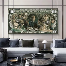Graffiti Street Money Art 100 Dollar Canvas Painting Posters and Prints Wolf of Wall Street Pop Art for Living Room Decor