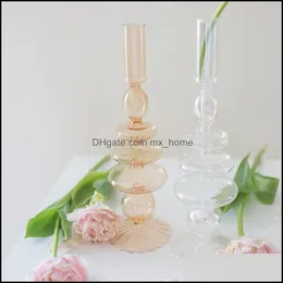 Candle Decor Gardencandle Holders for Home Decor Glass Bröllopshållare Dekorativ modern Stand Nordic Candelabros Drop Delivery 2021 Ubnek