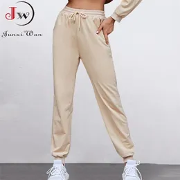 Kobiety Dorywczo Spodnie Sportowe Wiosna Jesień Solid Loose Lace-Up Długi Spodnie Spodnie Dysfunda Kobieta Running Pantalones Mujer 211115