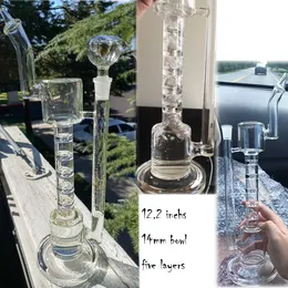 bicchieri alti a cinque strati bong narghilè percoaltor tubi dell'acqua inebrianti rig dab in vetro gorgogliatore con ciotola da 14 mm