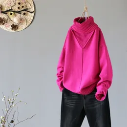 Winter Turtleneck Kobiety Swetry i swetry Solid Color Loose Zagęścić Ciepłe Panie All-Mecz Bluzy Ropa Para Mujer 210917