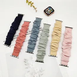 Apple Watch Band IWatch 23456 SE Dokuma Elastik Tek Döngü Kayışı Çiçek Baskılı Büyük Bağırsak Saç Bileklik Polyester 25 Renkler