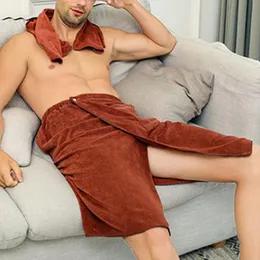 Mäns sömnkläder Calofe säljer Fashion Man Wearable Magic Mircofiber Bath Handduk med Pocket Soft Swimming Beach Pyjamas hemkläder