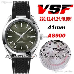 VSF Aqua Terra 150M Master Cal A8900 Automatic Mens Watch 41 мм зеленого текстурированного циферблата белые маркеры Черная резиновая белая линия 220.12.41.21.10.001 Super Edition Puretime 19b2