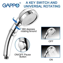 Gappo 360 gradi Rotativabile 3 modalità Shower Doccia Testa con il pulsante di controllo dell'acqua Saving Acqua ad alta pressione Pioggia Pioggia Doccia annaffiato 210724