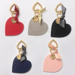 Letter Leather Heart Shape Keychain Women Key Holder Female Heart Bag Charms Love Pendant Girlfriend Trinket Keyring Gift