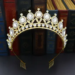 Nakrycia głowy luksusowe srebrne złoto kryształy ślubne goleniowe koraliki noszenia nośne norki norszatyczne na głowę akcesoria do włosów Koronę Koronę