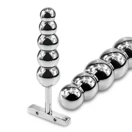 Metal Anal Beads Prostate Massage Stainless Steel Butt Plug Heavy Anus Beads with 5 Balls Sex Toys for Men and Women
