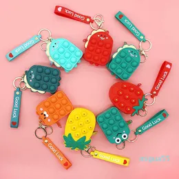 Keychain Toys Mini Bubbles Bag Sensory Rubber Silicone Purse Key Ring Bubble Puzzle Cases Wallet Coin Bags For Children