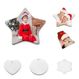 Fedex Snu Powadowa Sublimacja Puste Ceramiczne Wisiorek Party Favor Creative Christmas Ozdoby Drukowanie DIY Ceramiczne Ornament 6 Styl