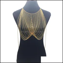 Andere Körperschmuck Luxus Sexy Gold Strand Bikini Metall Anhänger BH Kette Halskette Frauen Drop Lieferung 2021 Ljtab