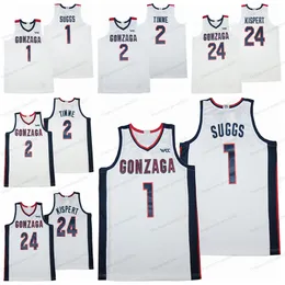 2021 Jalen SS College Basketball Jersey 2 Drew Timme 24 Corey Kispert Gonzaga maschile All White Size S-XXL