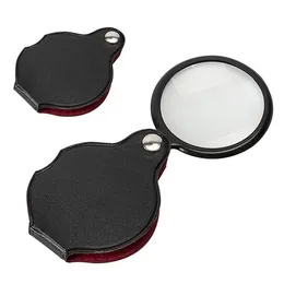 Bärbar minisvart 50mm 10x handhållning Läsning Förstoring Magnifier Lens Glass Foldbara smycken Loop smycken Loupes Dh9576