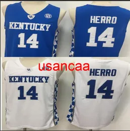 Kentucky Wildcats blu bianco 14 Tyler Herro Men College Basketball Jerseys Jersey Stitched Blue