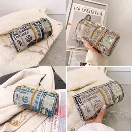 Nxy Handbag Crystal Diamond Painting Evening Clutch Bags Women Round Small Dollar Purse Luxury Designer Chain Shoulder Bag B342 0214