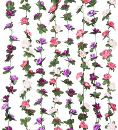 5 Packs 2,5 млн. Цветочные гирлянды поддельные розовые винограждения искусственные цветы висит роза плющ корзины свадьба арки сад фон декор 210624