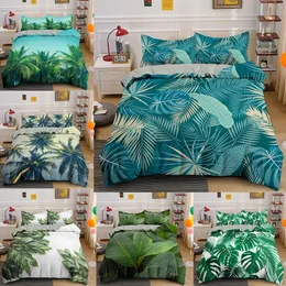 Comforter Cover Tropical Botanical Leaves Duvet Bedding Set Quilt Microfiber Decoration 210309