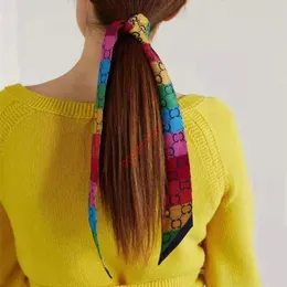 2022 Silk Scarf handbags women bags letter flower scraves Top grade hair 4 colors G Multicolor Silk Blend Neck Bow
