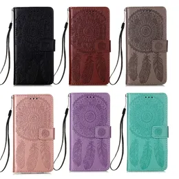 Leather Wallet Cases For Iphone 13 12 Mini 11 Pro XS MAX XR X 6 7 8 Plus Imprint Datura Flower Mandala Dreamcatcher case