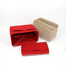 Makeup förvaringspåse filt tygfoder reser insert bärbara multifunktionella stora kapacitetspåsar med nyckelring för handväska