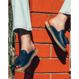Peep Toe Tassel Flat Sandals Casual Open Toe Wedges Vintage Shoes Woman Sandalias Slippers Slides Mujer Sapato Feminino