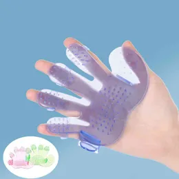 Pet Grooming Glove Bath Cat Massage Comb Dusch Borste Finger Cot Dog Tillbehör DesHedding Hair Gloves