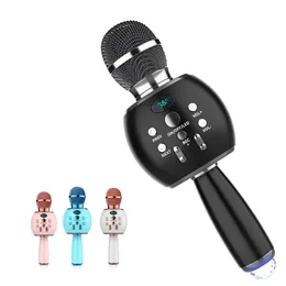 Portable Wireless Karaoke Microphone 2000mAh Rechargeable Bluetooth Handheld Speaker Home KTV Player With Dancing LED Lights