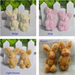 Partihandel 100PC / Parti 4cm Mjuk Mini Joint Rabbit Pendant Plush Bunny för nyckelkedja Bouquet Toy Doll DIY Ornaments Presenter # 202160