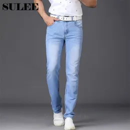SULEE Brand Fashion Utr Thin Light Men's Casual Summer Style Jeans Skinny Trousers Tight Pants Solid Colors 211111