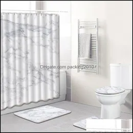 Curtains Bath & Gardethroom Aessories Bathroom Washroom Art Marble Print Shower Curtain Anti-Slip Mat Toilet Seat Set Creative Home Decor 4