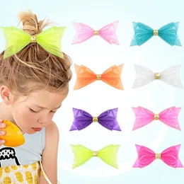 Fashion Jelly Transparent Lovely Children Gilrs Sweet Bow Hair Clips Hairpins Cute Corss Hair Accessories Headwear Ornament