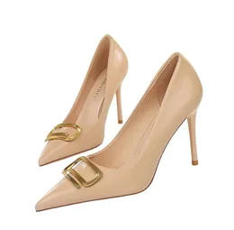 Designer Classic Women Shoes High Heels Leather lady Pointy Toe Dress Luxury woman Wedding Shoe pump size34-43
