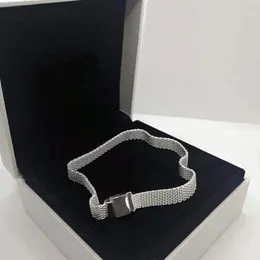 925 Sterling Silber Mesh-Armbänder für Frauen passen Pandora-Charms mit Logo-Design, hochwertiger edler Schmuck, Geschenk für Damen