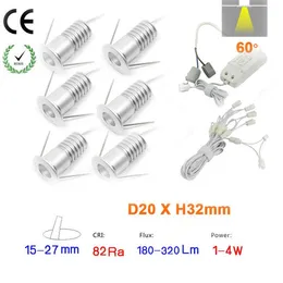 Downlights 6PCS/set 1W 2W 3W 4W Dimmable Mini Led Down Light 80Ra 100Lm/W Spot Ceiling For Cabinet Closet Home Bathroom Counter Lamp