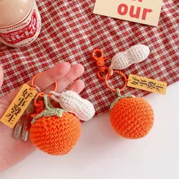 Chinese Style Knitted Tomato Peanut Pendant Key Chains Cute Car Key Bandbag Keyrings For Women Men Jewelry G1019