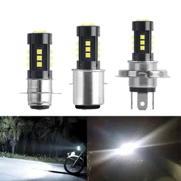 H4 BA20D 오토바이 LED 헤드 라이트 3030 칩 15smd 안녕 / 로우 빔 전구 1000lm 스쿠터 ATV 액세서리 모터 전조등 화이트 6000K