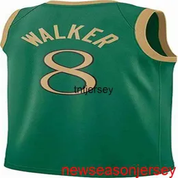 رخيصة مخصصة Kemba Walker #8 رجال الأرجوحة الأخضر جيرسي خياطة رجال النساء الشباب XS-6XL قمصان كرة السلة