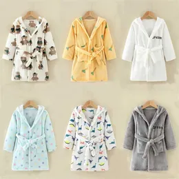 Mode Långärmad Hooded Barnens badrock Kids Pyjamas Robes Baby Boy Girls 3-8yrs 211105