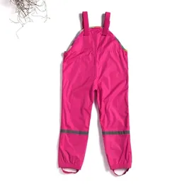 Dziewczyny Chłopcy Wodoodporne Kombinezony Wyściełane Spodnie Outdoorowe Wysokiej Jakości Kid Wiatroodporny Odzież przeciwdeszczowa Zima Dziecięce Niezbędne spodnie 210306