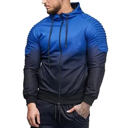 Male Hip Hop Style Hooded Coat Zip Up Coats Fall 2021 New Hoodies Men Gradient Fashion Tracksuit Hoodie Sweatshirt